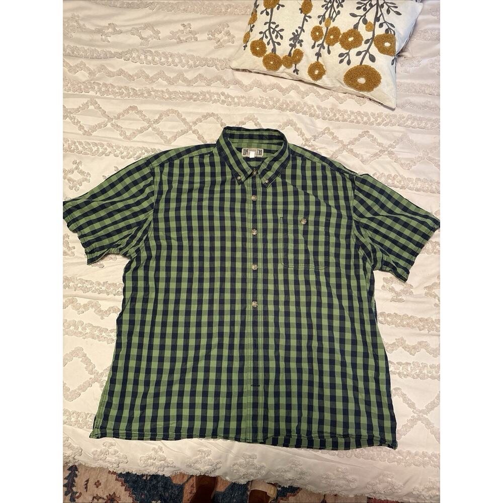 Duluth Trading Co. Men's Blue Button Down Short Sleeve Shirt 100% Cotton Sz 2XL